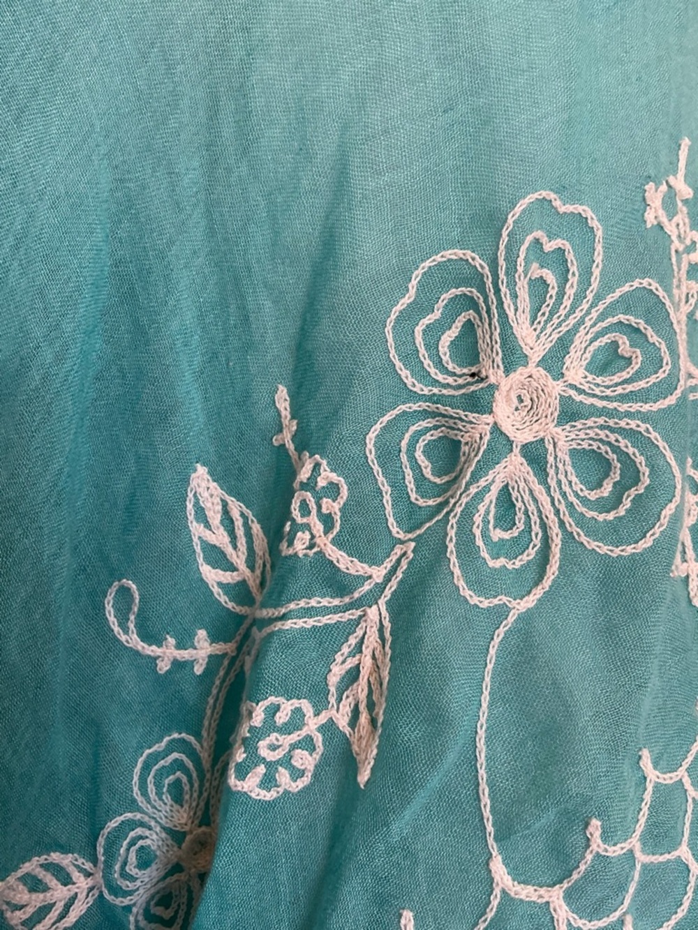 Turquoise Embroidered Open-Front Cape - Picture 3 of 6